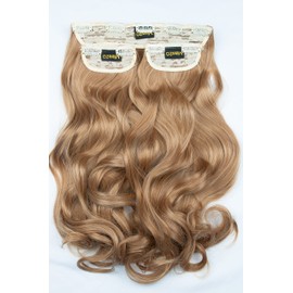 BOMBSHELL HAIR EXTENSIONS 250g 24" Curly 3 Pieces Full Head Clip On Hair Extensions Hair Piece Wig (M19 DARK GOLD BLONDE)
