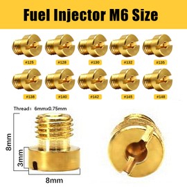 Carburettor Nozzles, 10 Pieces M6 Carburettor Nozzle Main Nozzle Set for 12 mm - 17.5 mm Dellorto Carburettor for Scooter Motorcycle Switch Moped 125, 128, 130, 132, 135, 138, 140, 142, 142, 142, 145, 148