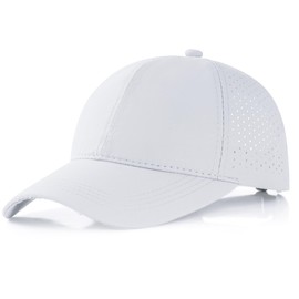 phnydreg Quick Dry Baseball Cap for Men Women Breathable Mesh Golf Hat Snapback Trucker Hat for Running Workout Outdoor Sports White