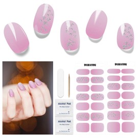 Semi Cured Gel Nail Strips, 28 pcs Gel Nail Stickers/Wraps Work with Any UV Lamp, Long Lasting, Easy to Apply(Gradient Pink)