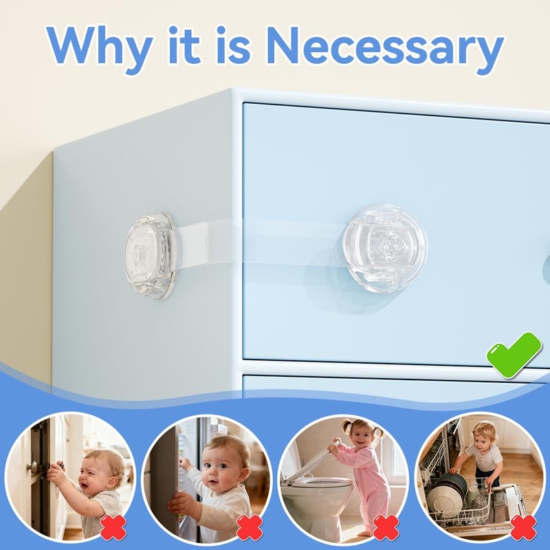 SAFELON 6 PCS Child Safety Locks, Cupboards Straps Locks, Baby