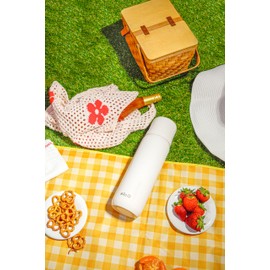 Ello Therma 32oz Insulated Stainless Steel Thermos for Hot & Cold Beverages with Leak Proof Lid & Built-in Cup, Triple Wall Insulation, Hot 24 Hrs, Perfect for Coffee,Tea, Dishwasher Safe, Cream