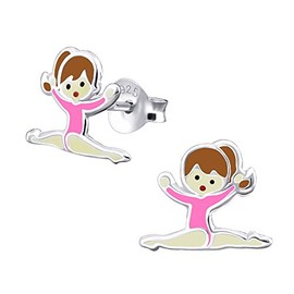 Pink Gymnastics Earrings 925 Sterling Silver