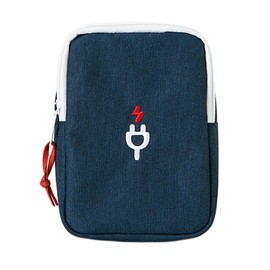 iSuperb ACアダプタ用ポーチ ネイビー デジタル機器収納ケース PC周辺小物収納 アクセサリーケース ケーブル マウス 汎用ポーチ モバイルバッテリー用 7色選択可 コード・ケーブルオーガナイザー (ネイビー)