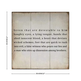 Seven That are Detestable to Him Haughty Eyes Wooden Sign Retro Wall Plaque Inspiration Positive Wood Panels Wall Decor Farmhouse Rustic Wooden for Bedroom Living Room Office Outdoor Home 12inX12in