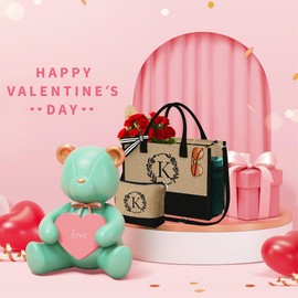 YOOLIFE YOOLIFE Gifts for Women, Birthday Gifts for Women, A Initial Jute Tote Bag, Wife Mom Birthday Gifts for Her, Gifts for Women Her Friend Sister Teacher Appreciation Gifts