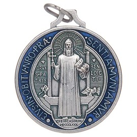 Medal Saint Benedict Zamak Silver-Plated Enamelled Various Sizes 9 mm (0.35 inc.)