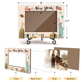 GOODBANER New York Gifts Picture Frame, Wedding Honeymoon Gifts for Couples Newlyweds, Christmas Gifts Vacation Gifts for Friends New York Souvenirs Table Wall Decor Wooden Photo Frame 4x6 Photo /17