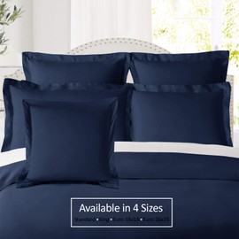 Nestl Soft Pillow Shams Set of 2 - Double Brushed Microfiber Pillow Covers - Hotel Style Premium Bed Pillow Cases, with 1.5” Decorative Flange, Queen 20"x30" - Navy