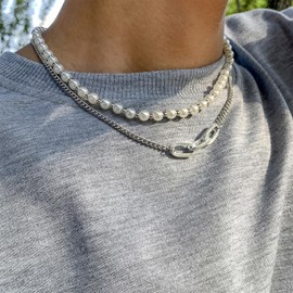 Stocking Stuffers Gifts for Women Pearl Necklace for Men Baroque Pearl Necklace Faux Pearl Necklace Summer Necklace Trendy Necklace for Teens