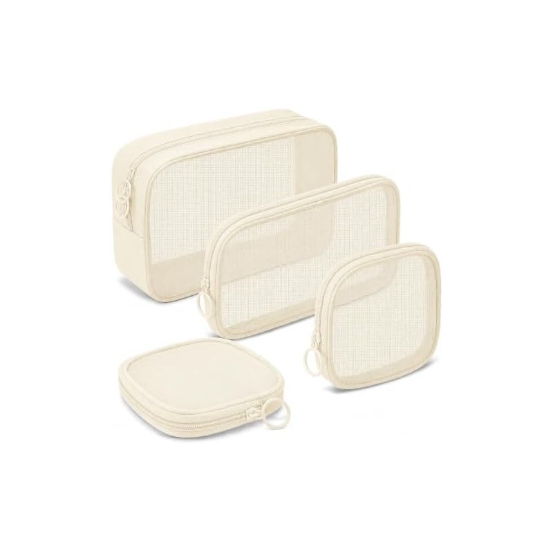 Set de 4 Bolsas de Maquillaje de Malla para Viaje,