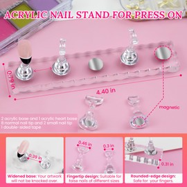 ESUOHYM Nail Stand for Nail Art Display Practice 2 Set,15 PCS Nail Brush for Nail design, 5 PCS Dual-Ended Nail Sculpture Pen Dotting Tools, Nail Art Palette & Nail Stirring Rod For Home DIY & Salon