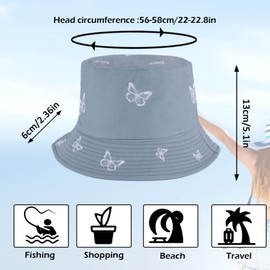 WharFlag Womens Bucket Hats - Summer Fisherman Hat Print Bucket Hat Reversible Beach Travel Fisherman Hat for Teens… Blue