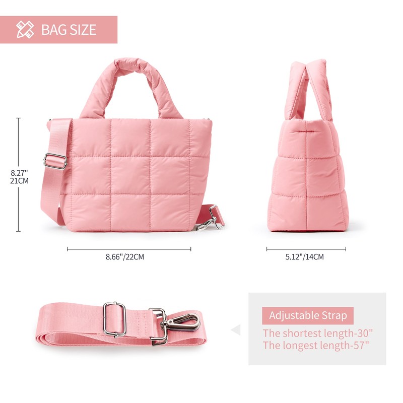 KALIDI - Bolso bandolera acolchado pequeño para mujer, de nailon