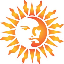 Stencils for Walls: Sun Stencil, 14 x 14 inch - Celestial Sun Face Art Nouveau Deco Style