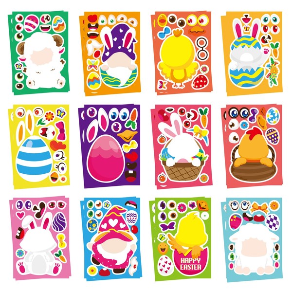 Easter Stickers for Kids - 24 Pcs Easter Mix and