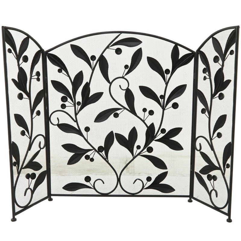 Deco 79 Metal Scroll Foldable Mesh Netting 3 Panel Fireplace
