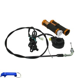 TC-Motor 22mm 7/8'' Aluminum Rubber Hand Grips Throttle Cable Kill Stop Switch for 49cc 50cc 60cc 80cc 2 Stroke Motorized Bicycle Push Bike (Gold)