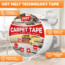 SWRT Carpet Tape Double Sided, 2 Inch x 30 Yards – Carpet Adhesive for Hardwood Floors, Heavy Duty Anti Slip Rug Grip Tape, Works as Rug Grippers, Residue Free, Wood Safe, Easy Removal for Tile