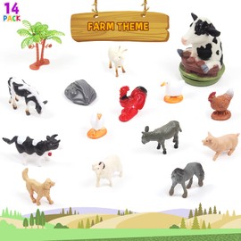 Unique Kids - Juego de 15 cifras de animales de granja en tubo | Pequeños animales realistas para contenedor sensorial, regalo de fiesta de cumpleaños, niños pequeños 3-5 (animales de granja)