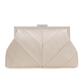 IXEBELLA PU Clutch Purse for Women Dressy Evening Bag Formal Handbag for Wedding, Prom, Cocktail Party (Cream)