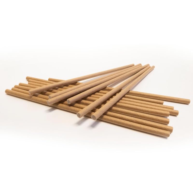 500 x Kraft Paper Drinking Straws Biodegradable Eco 8" (20cm)