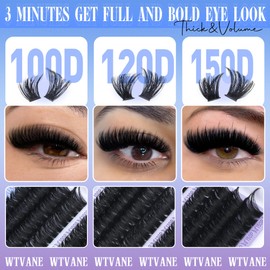 Volume Cluster Lashes100D+120D+150D Thick Individual Eyelash Clusters 240Pcs 12-18mm Individual Cluster Lashes Extensions False Eyelashes D Curl Individual Lashes by Wtvane