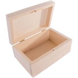 Small Rectangular Wooden Box with Lid & Bolt Closure | 16.5 x 11 x 7.5 cm | Gadgets Trinket Keepsake Memory Jewellery Gift Craft Storage Box | Unpainted & Untreated Plain Linden