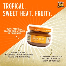 Louisiana Pepper Exchange Orange Habanero Pepper Puree Sauce Salsa, Spicy Sweet Tropical Seasoning, Plant-Based, Gluten-Free, Replaces Habanero Powder, 2-Pack
