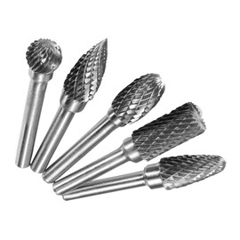 Samcos Carbide Bar Router Bit with Case, 5 Types, Tungsten Carbide Drill, Drill Bit, Tungsten Router Bit, Drill Cutter, Good Sharpening, Tungsten Steel