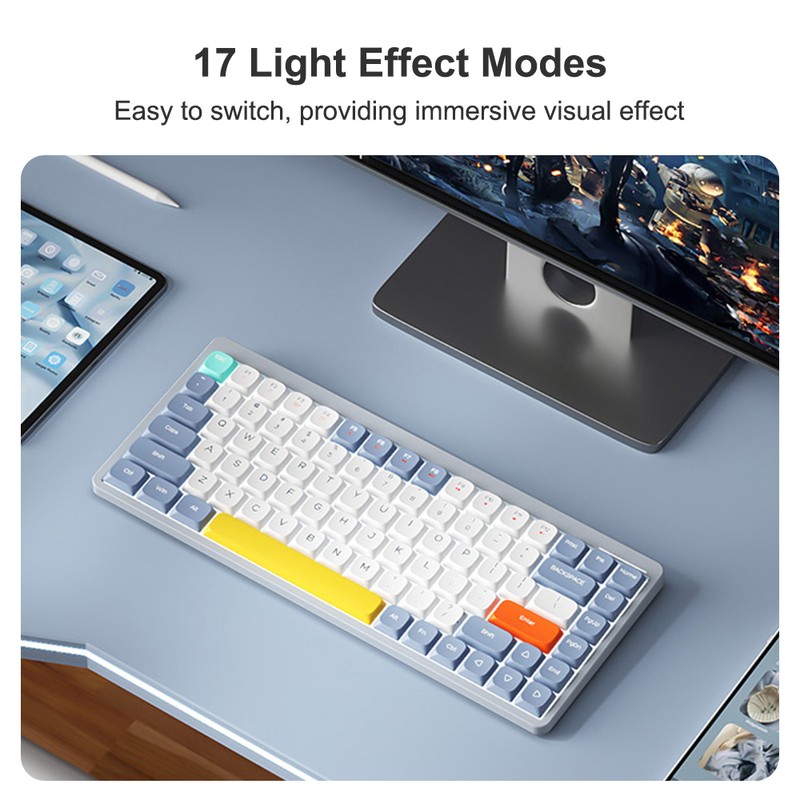 iBlancod Wireless Mechanical Keyboard 84 Keys 2.4G+BT5.0+Type-C 3 Connections 75%