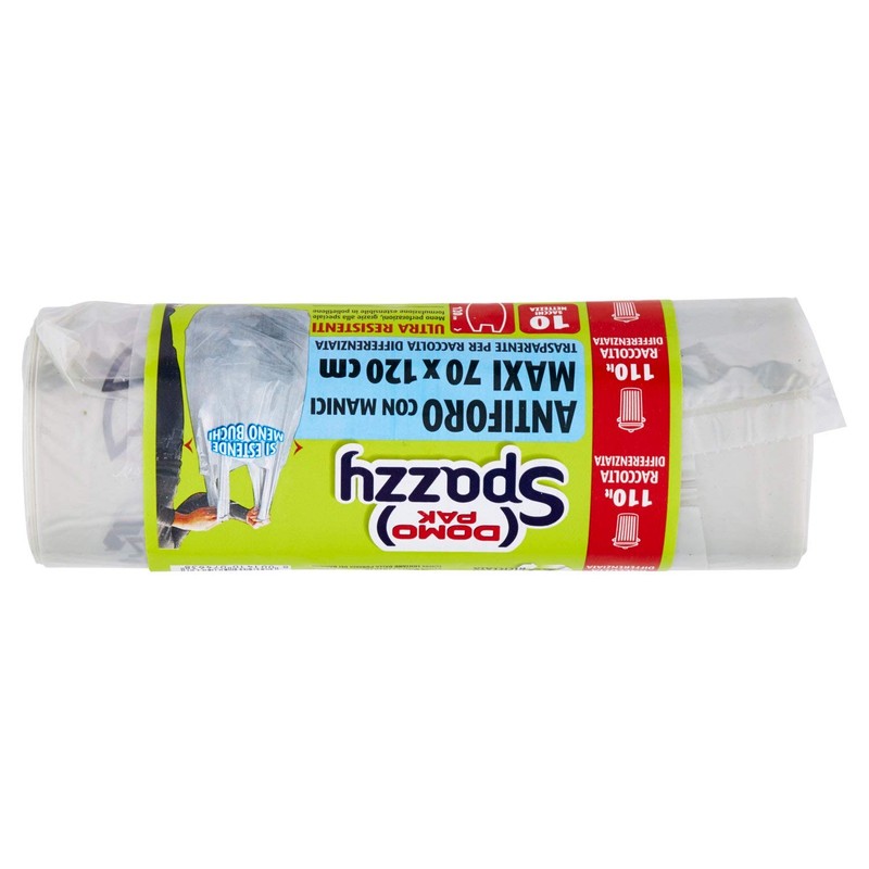 Domopak Spazzy 110L Neutral Clear Anti Perforation Bags with Handles