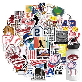 AUCEKO Pack of 52 Baseball Stickers Pack Baseball Sticker Set Waterproof Vinyl Sticker for Laptop Children Cars Motorcycle Bicycle Skateboard Luggage Suitcase Computer Sticker Graffiti Decal