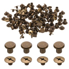 sourcing map 50set M5 x 7mm Chicago Screw Metal Phillips Head Binding Screws Post Nail Rivet Stud Screw Rivets for DIY Leather Belt Bag Craft Bookbinding, Bronze