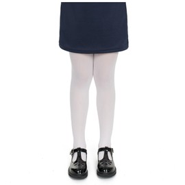 Hi!Mom School Girls' Tights - Soft Strong Footed Ballet Tights, White, 7/8Y