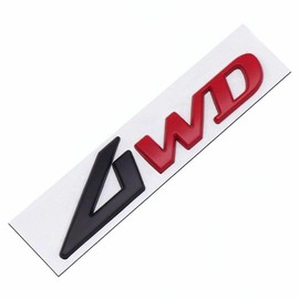 1pc Metal 4WD Emblem 3D Badge Side Rear Trunk Sticker Decals Replacement for Universal Cars Truck SUV (Black Red)