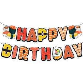 DIADARL Sushi Happy Birthday Party Banners, Sushi Birthday Party Decorations, Sushi Party Supplies, Japanese Sushi Party Decorations for Sushi Theme Baby Shower Supplies