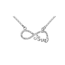 Mexican 9 25 Sterling Silver Necklace, Medium Infinity With Love Initials With Zircons