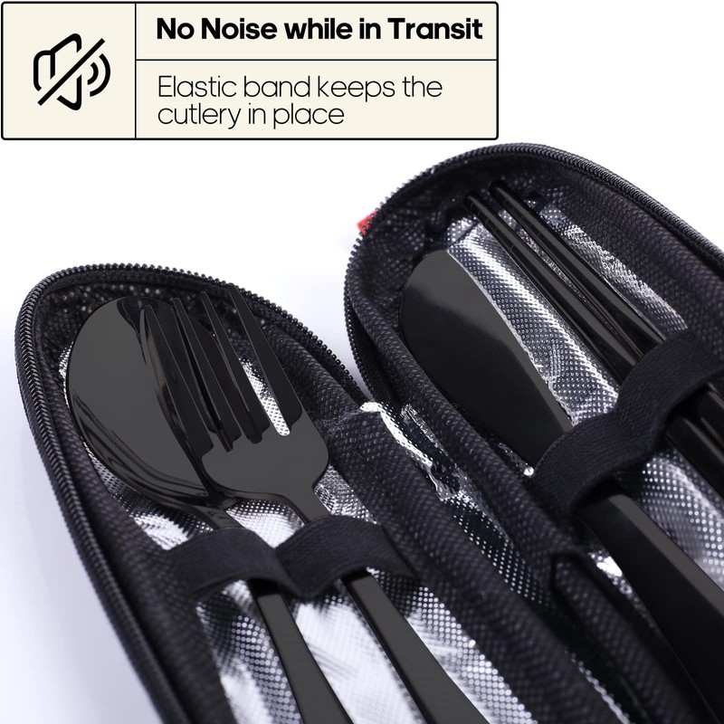 Travel Utensils with Case, Quatish Portable Silverware Set for Work,