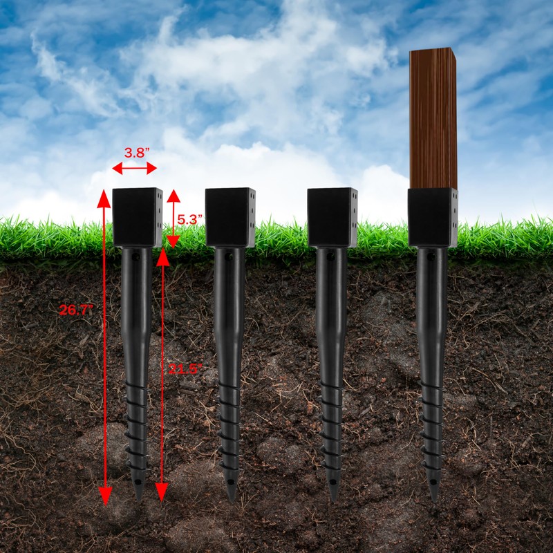(Set of 4) LADECH Premium No Dig Ground Anchor –