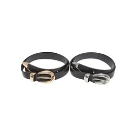 Urban Classics Women's Tb7211a-chunky Buckle Loop Synthetic Leather Belt 2-Pack, Black/Gold+Black/Silver, L/XL