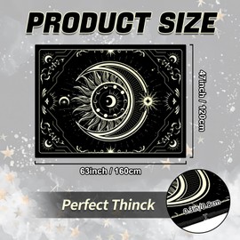 Moon and Snake Boho Area Rug, Non Slip Bohemian Design Rugs for Bedroom Living Room, Gothic Style Stars Floor Mat Pad Area Carpet Home Decor, Black and White (Sun&Moon, 63" X 47")