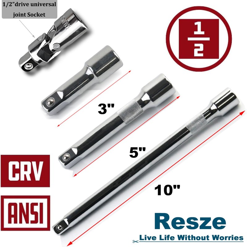 4Pcs 1/2 Inch Drive Impact Socket Extension Set