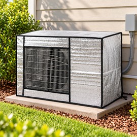 Outdoor Air Conditioner Cover with UV Protection, Water-Resistant Foil-Style Fabric, Adjustable Fit, Dust & Rain Shield