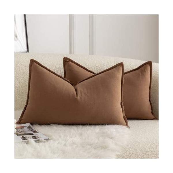 Mandioo Set of 2 Neutral Cotton Cushion Covers, 40 x