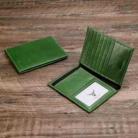 HISCOW Leather Passport Holder for Men & Women, Italian Calfskin, Passport Wallet Cover for US & Foreign Travel, Green Vegetable-Tanned Leather, Medium, 100% Calfskin from Italy