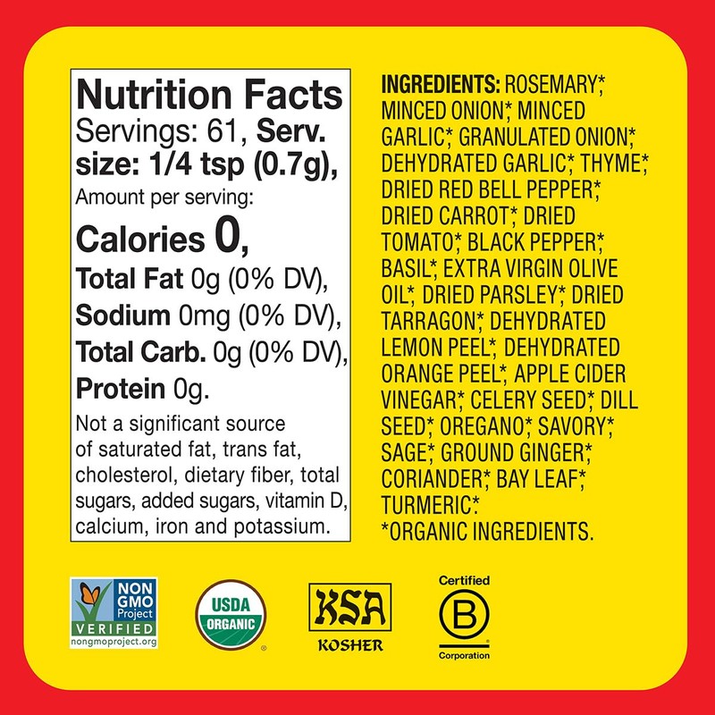 Bragg Organic Sprinkle Seasoning with 24 Herbs and Spices -