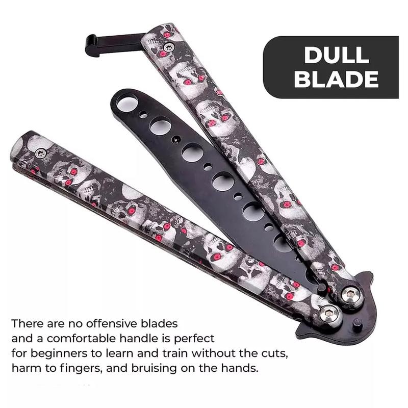 Skull Butterfly Trainer Training Dull Tool Metal knife Practice Stainless