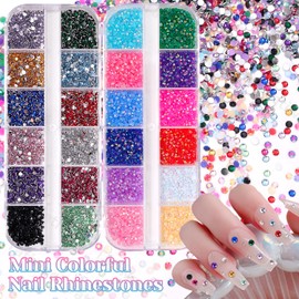 2mm Mini Nail Rhinestones and Resin Jelly Rhinestones, Rainbow Gems Crystal Nail Rhinestone for Crafting, Nails Diamonds Gems for Bedazzling with Picker Tools for Nails Art and Face Makeup