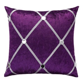 RKAAS HOME Pack of 4 Super Soft Decorative Luxurious Diamante Diamond Design Crushed Ice Velvet Square Cushion Cover for Living Room Sofa Couch Bed 45cm x 45cm 18x18 Inches (Pack of 4 - Purple)